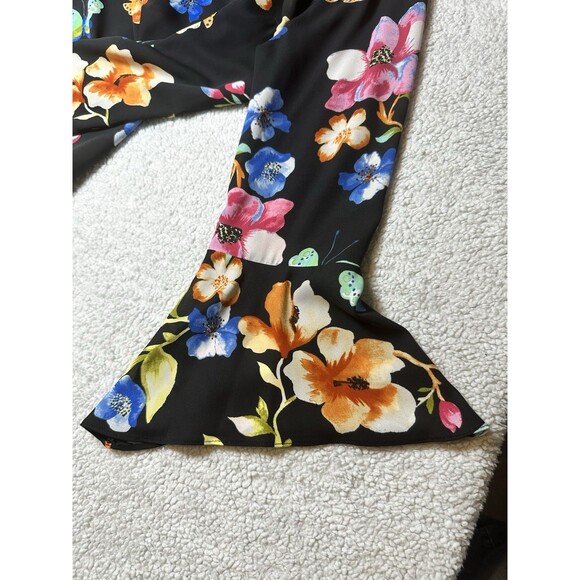 INC XS Top Low V Cut Floral Prints Long Bell Sleeves Sheer Lightweight - Picture 8 of 9